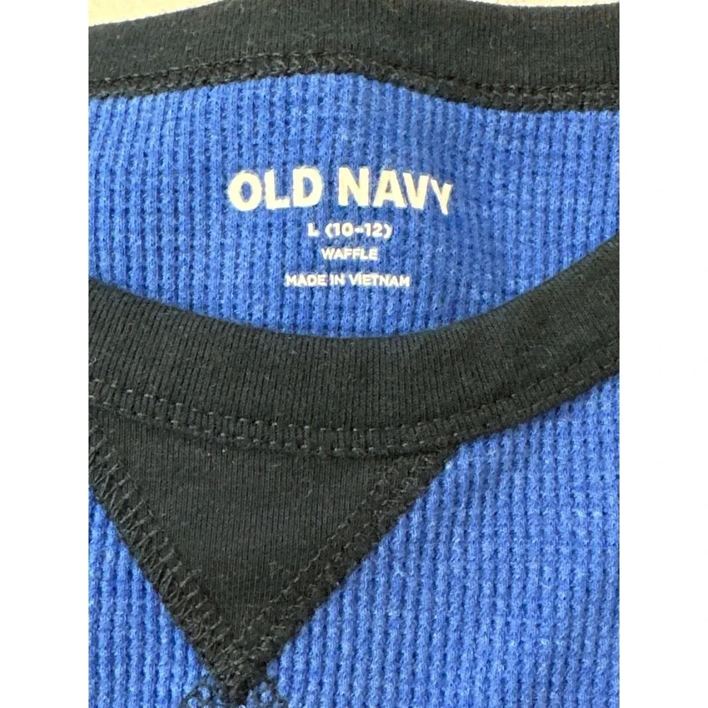 Old Navy Kids Blue‎ Waffle Long-Sleeve Shirt Size Large (10-12) Comfortable Knit